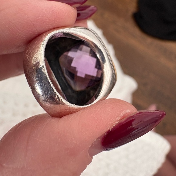 David Yurman Gold & Sterling Silver Ring with Amethyst Gemstone - Picture 12 of 16